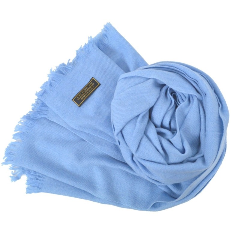 Etole 67cm en 100% cachemire bleu ciel