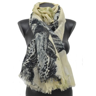 Cheche tête de panthere beige-noir