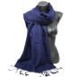Grande étole 90X200 soie et cachemire bleu nuit