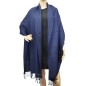 Grande étole 90X200 soie et cachemire bleu nuit