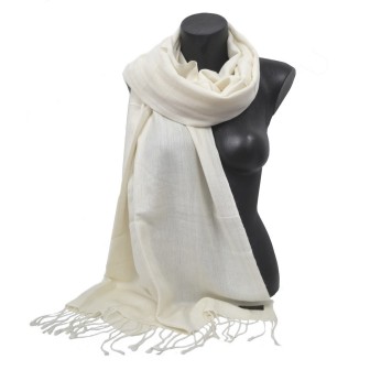 Grande étole 90X200 soie et cachemire écrue