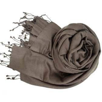 Grande étole 90X200 soie et cachemire marron