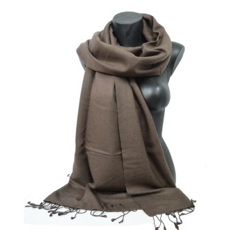 Grande étole 90X200 soie et cachemire marron