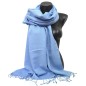 Grande étole 90X200 soie et cachemire bleu ciel