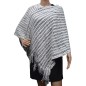 Poncho franges double rectangles blanc