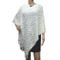 Poncho maille quadrillé ecru