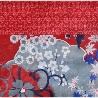 Cheche polyester rouge à marguerites