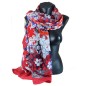Cheche polyester rouge à marguerites Cheche polyester rouge à marguerites