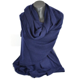Très grand châle en cachemire bleu
