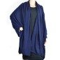 Très grand châle tricot en cachemire bleu