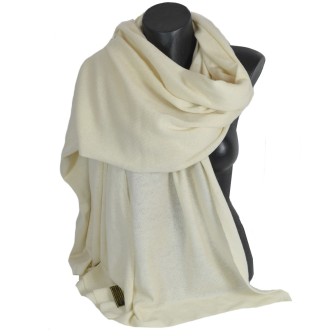 Très grand châle en cachemire écru