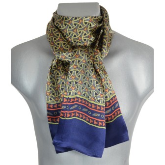 Foulard en soie homme bleu motif roues