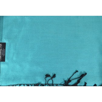 Etole en soie bleu ciel et noire