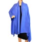 Très grand châle tricot en cachemire bleu électrique