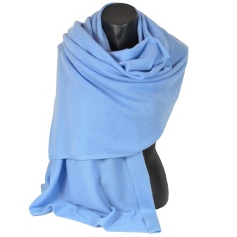 Très grand châle en cachemire bleu ciel
