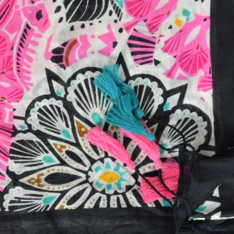 Cheche pompons noir et rose