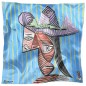 Foulard en soie Picasso, Buste de femme au chapeau rayé