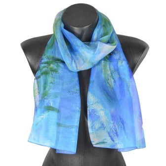 Echarpe soie Monet - Nymphéas reflets