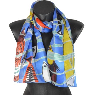 Echarpe soie Leleu - Poissons