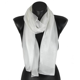 Echarpe mousseline soie blanche fabriquée en France