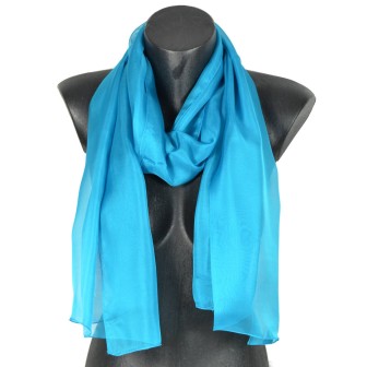 Echarpe mousseline soie bleu lagon fabriquée en France