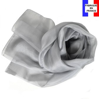 Echarpe mousseline soie grise fabriquée en France