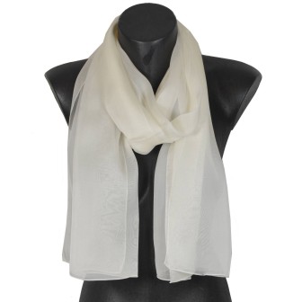 Echarpe mousseline soie écrue fabriquée en France