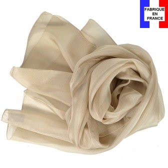Echarpe mousseline soie beige fabriquée en France