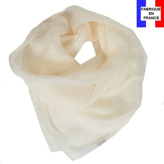 Carré mousseline écru fabriqué en France