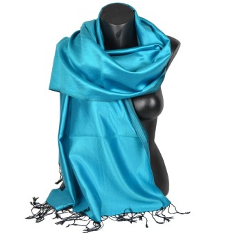 Etole en soie turquoise et noire