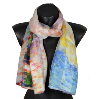 Echarpe soie Signac – Nuages roses Antibes