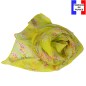 Foulard en soie jaune à fleurs fabriqué en France