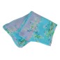 Foulard en soie bleue à fleurs fabriqué en France