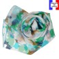 Foulard en soie abstrait vert fabriqué en France