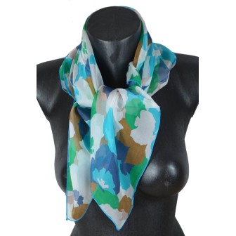 Carré de soie puzzle vert fabriqué en France