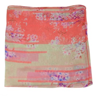 Carré de soie rose petites fleurs fabriqué en France