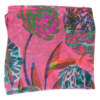 Carré de soie pivoines roses fabriqué en France