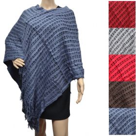 Poncho franges double rectangles