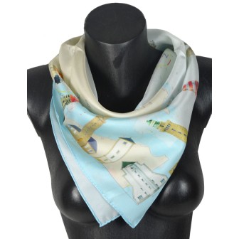Foulard en soie Héron,Les phares Bretons