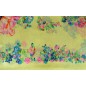Etole en mousseline de soie jaune à fleurs