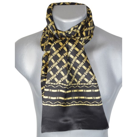 Foulard en soie homme noir et or