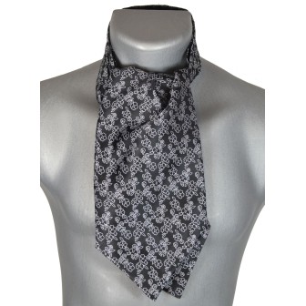 Foulard ascot à petites fleurs noir
