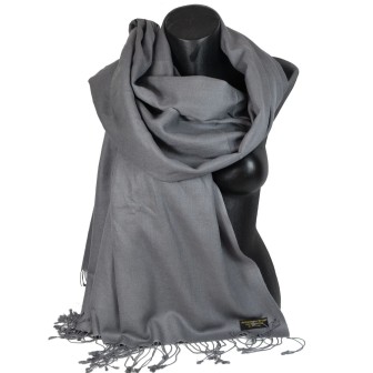 Grande étole 90X200 soie et cachemire gris-plomb