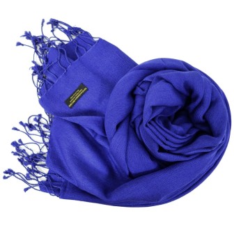 Grande étole 90X200 soie et cachemire bleue