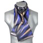 Echarpe soie homme "plumes" bleue