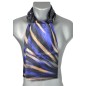 Echarpe soie homme "plumes" bleue