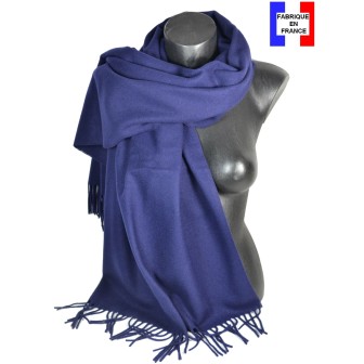 Châle en laine Iris bleu marine made in France