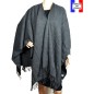 Poncho laine uni gris made in France
