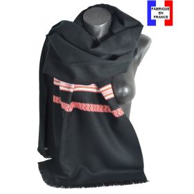 Châle Athna noir et corail made in France