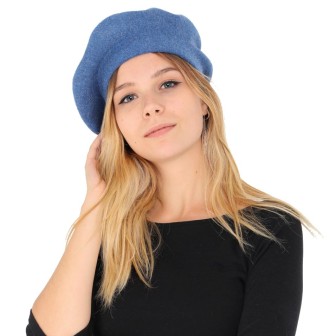 Berret en cachemire et viscose bleu
